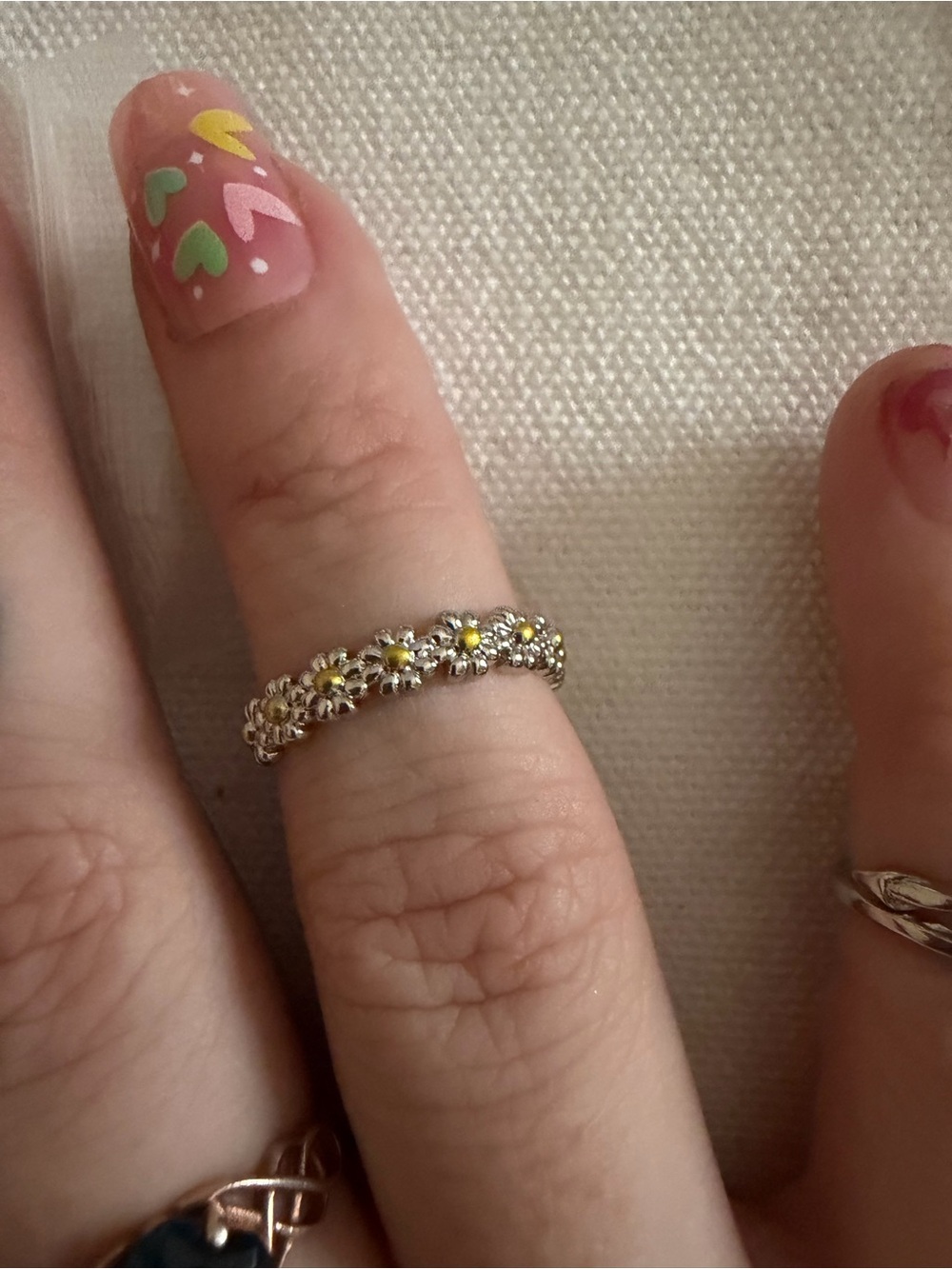 Daisy Floral Silver Ring with Yellow Accent - Women Jewelry